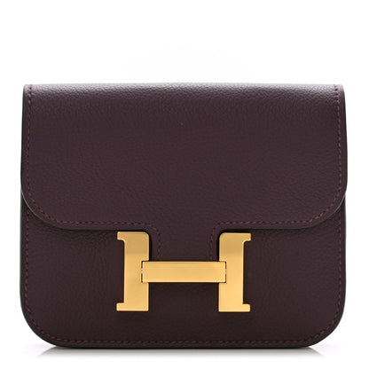 Hermes Evercolor Bi-Color Constance Slim Wallet Cassis Bleu Royale 1 of 9