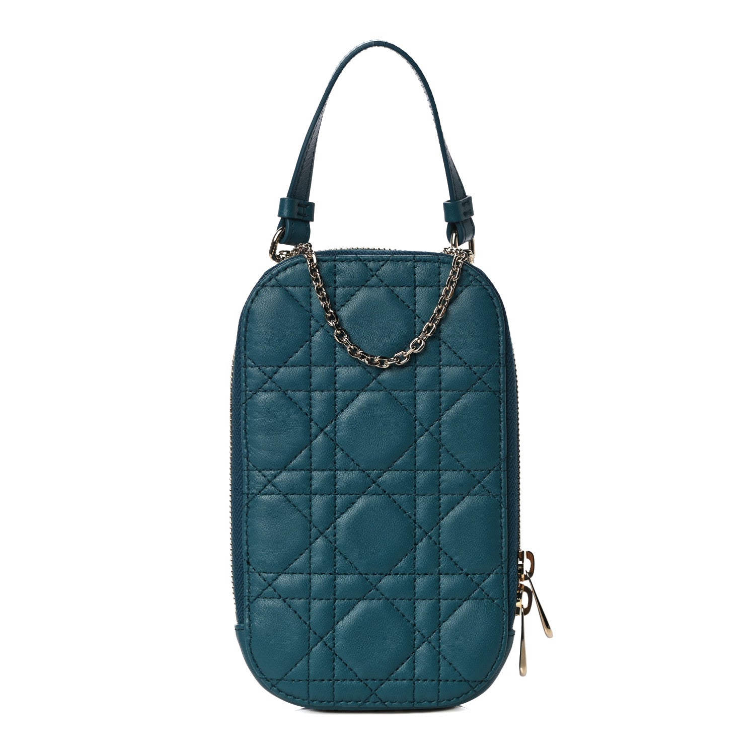 Christian Dior Lambskin Cannage Lady Dior Phone Holder Blue 1 of 10