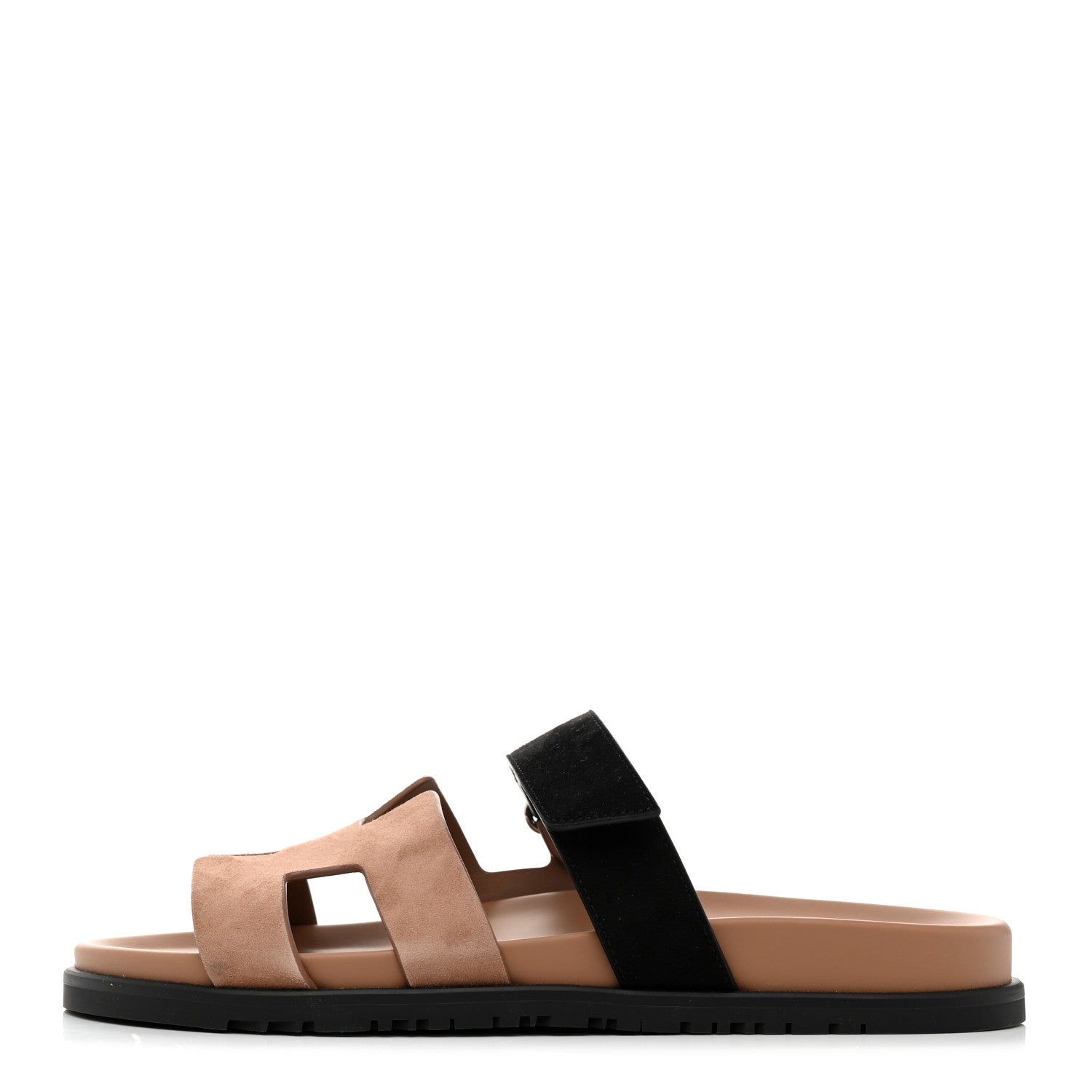 Hermes Suede Goatskin Womens Chypre Sandals 41 Rose Perle Black 1 of 10