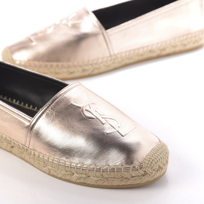 Saint Laurent Metallic Lambskin Monogram Espadrilles 39.5 Blush 10 of 11