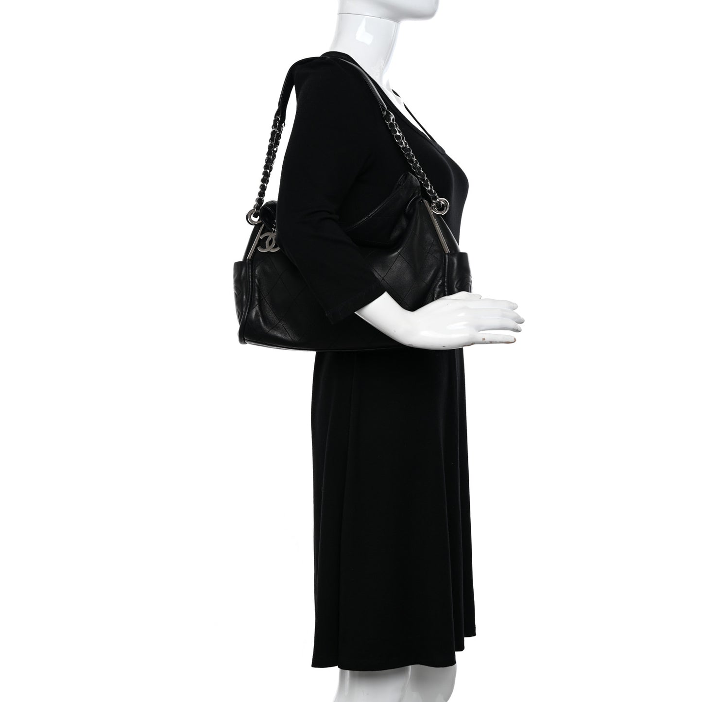 Lambskin Stitched Medium Ultimate Soft Tote Black