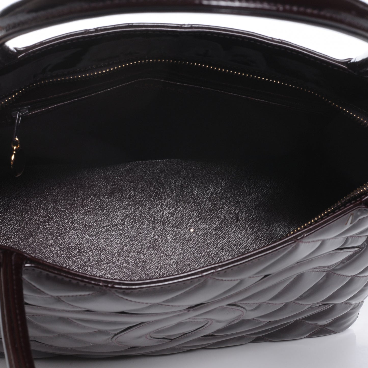 Patent Medallion Tote Bordeaux
