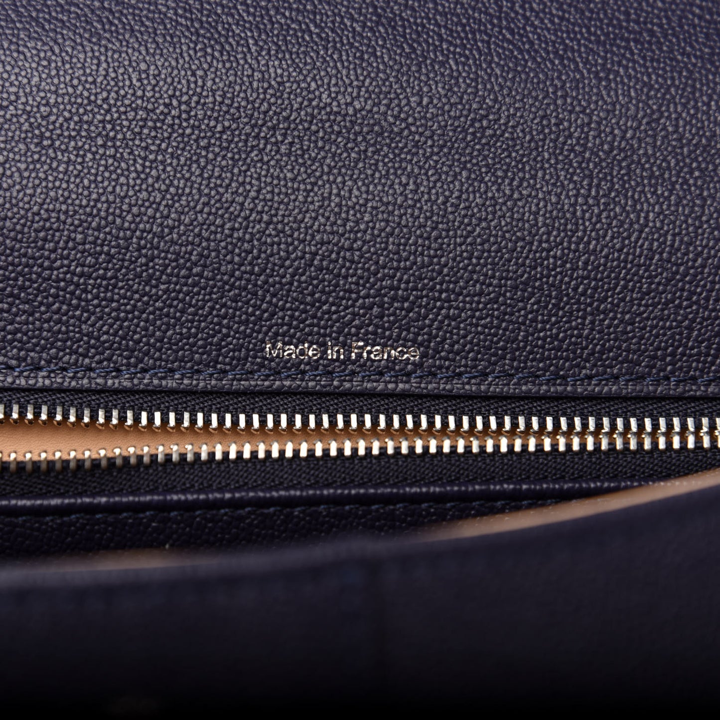 Grained Calfskin Brillant MM Satchel Navy
