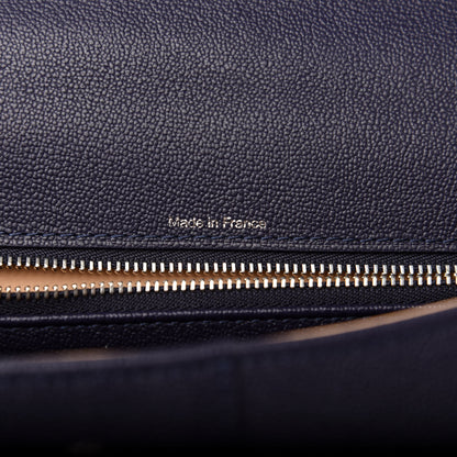 Delvaux Grained Calfskin Brillant MM Satchel Navy 9 of 12