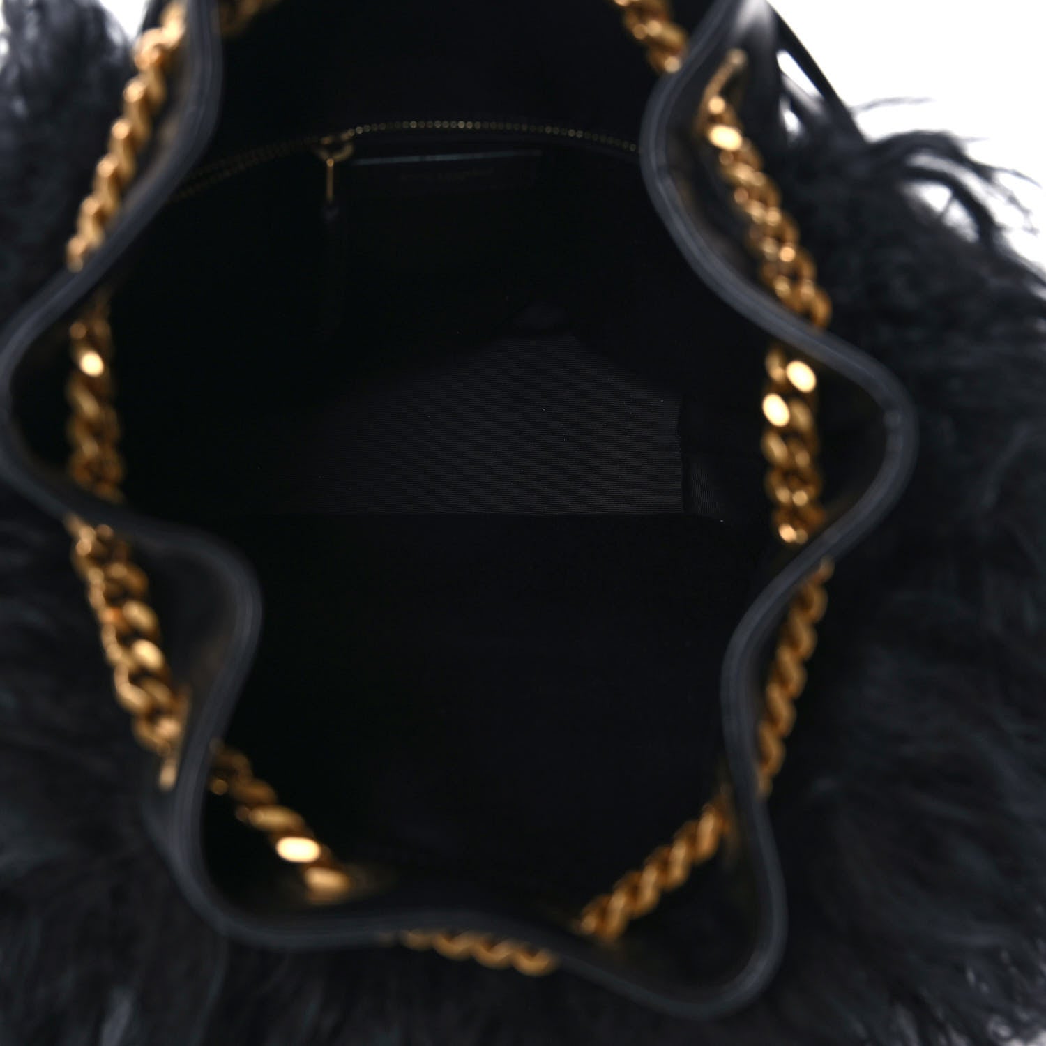 Saint Laurent Shearling Lambskin Joe Backpack Black 5 of 9