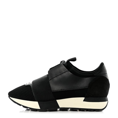 Balenciaga Mesh Calfskin Neoprene Suede Womens Race Runner Sneakers 35 Black 1 of 7