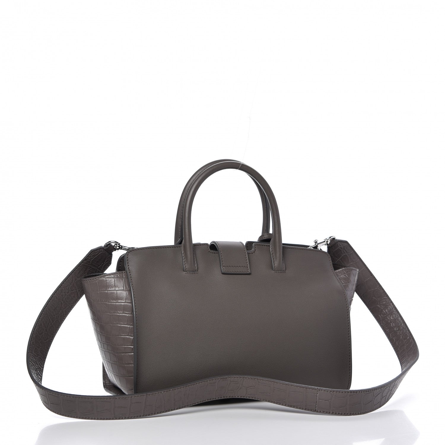 Saint Laurent Smooth Calfskin Crocodile Embossed Baby Monogram Downtown Cabas Earth 3 of 10