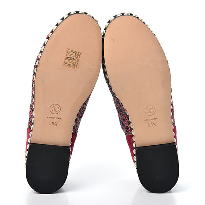 Chanel Tweed Calfskin Pearl Lace Up Sneakers 38.5 Fuchsia Orange Green Red 6 of 9