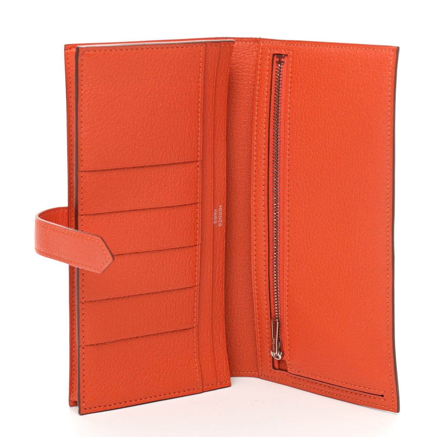 Hermes Chevre Mysore Bearn Gusset Wallet Orange 5 of 7