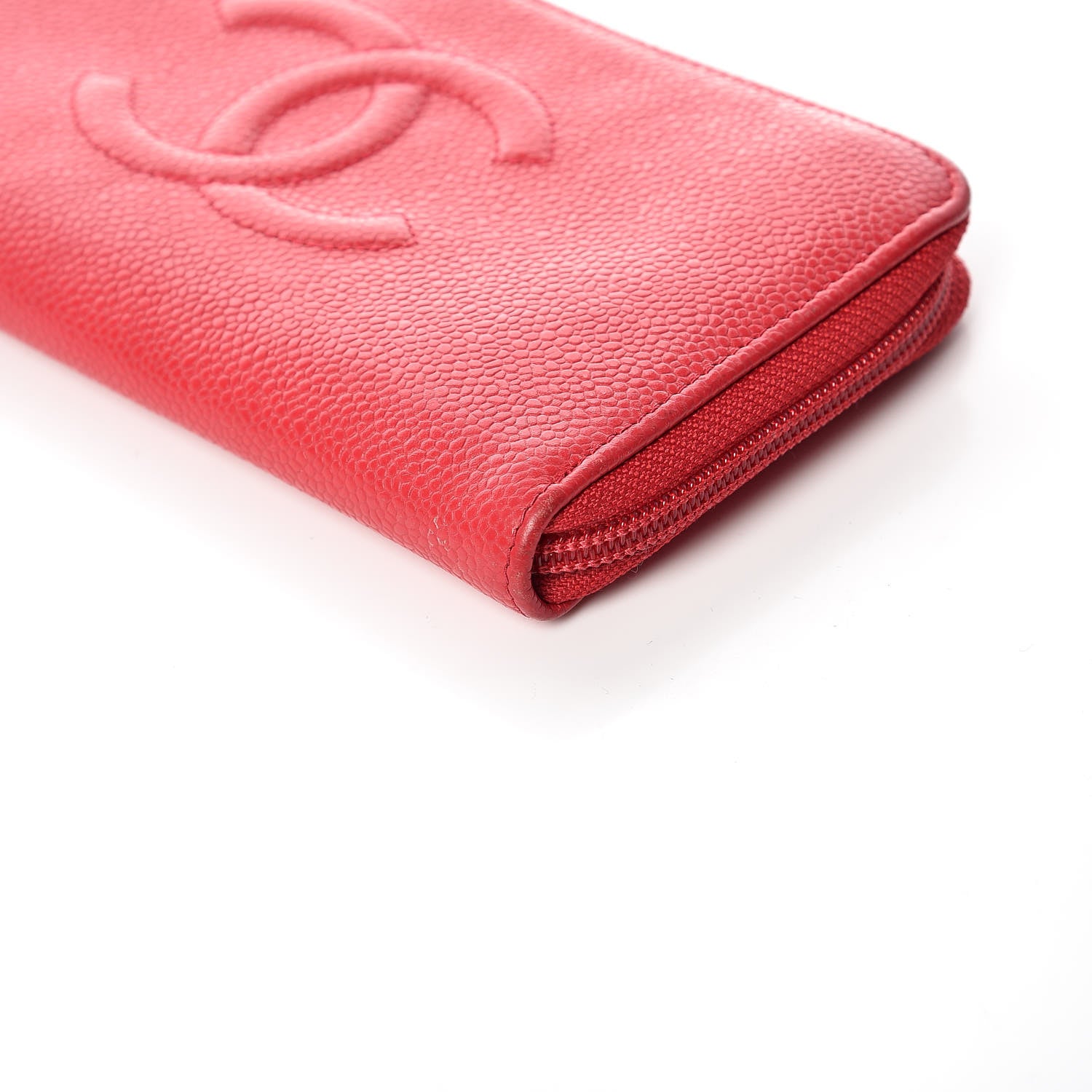Chanel Caviar Large Timeless CC Gusset Zip Around Wallet Light Red 6 of 12