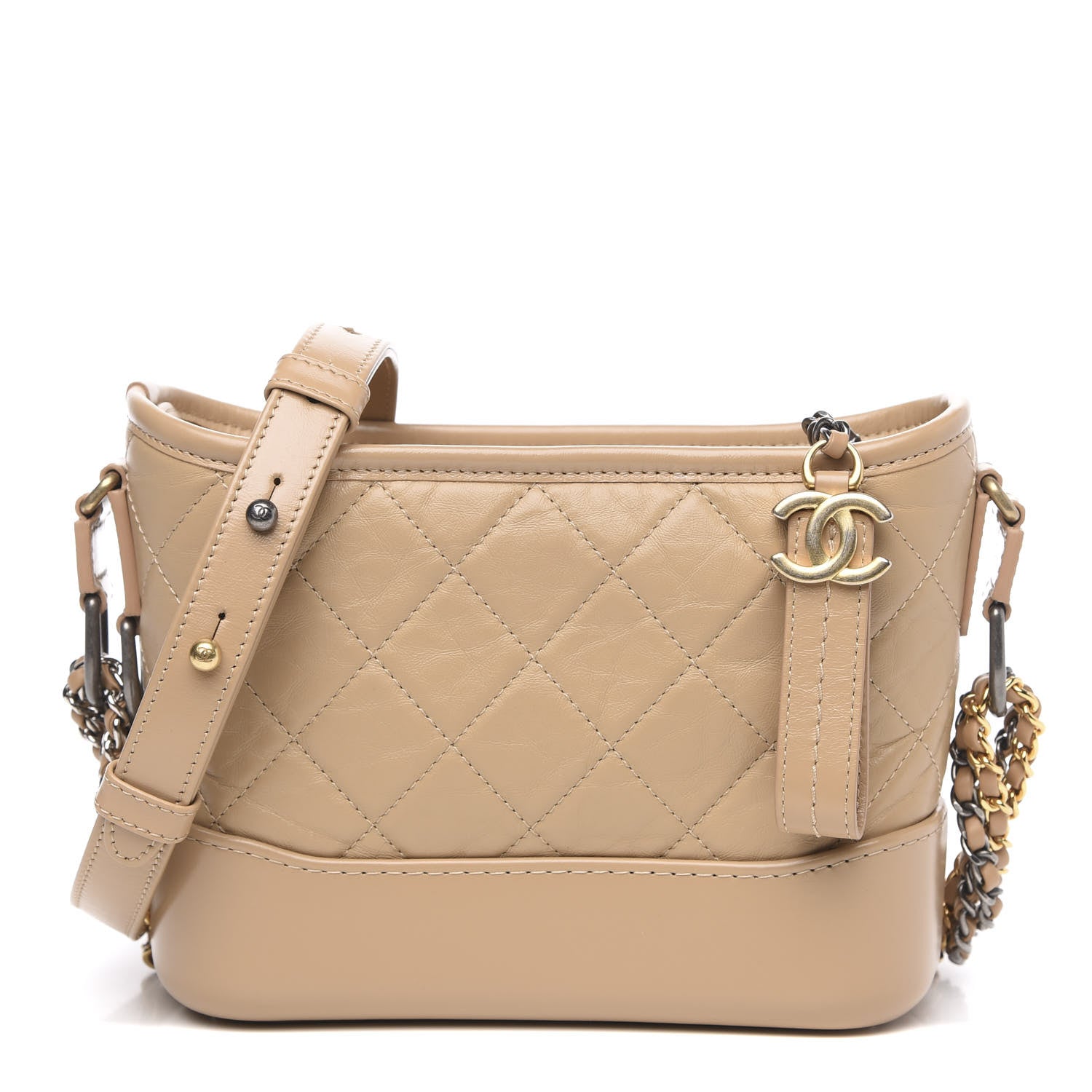 Chanel Aged Calfskin Quilted Small Gabrielle Hobo Beige 1 of 11