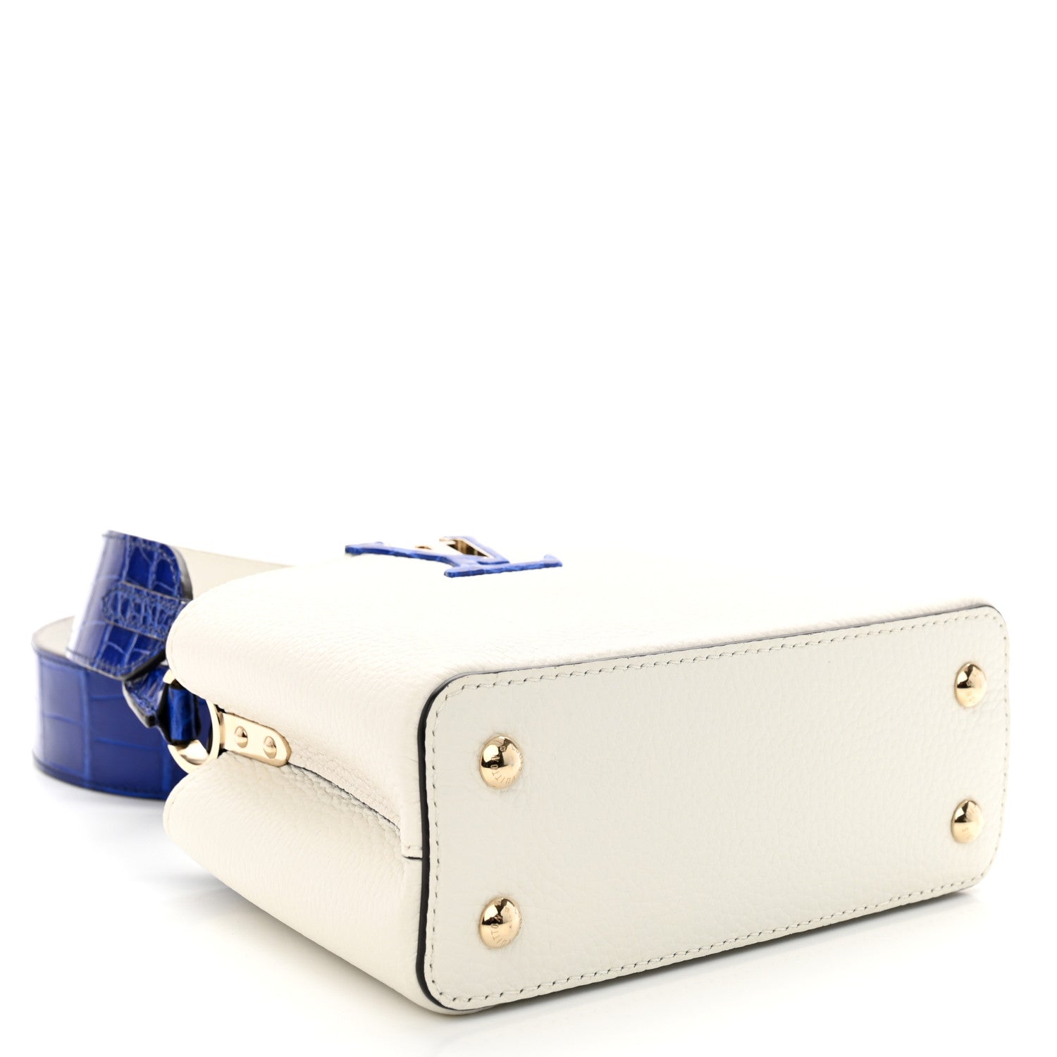 Louis Vuitton Taurillon Crocodile Capucines Mini White Bleu Santorin 4 of 10