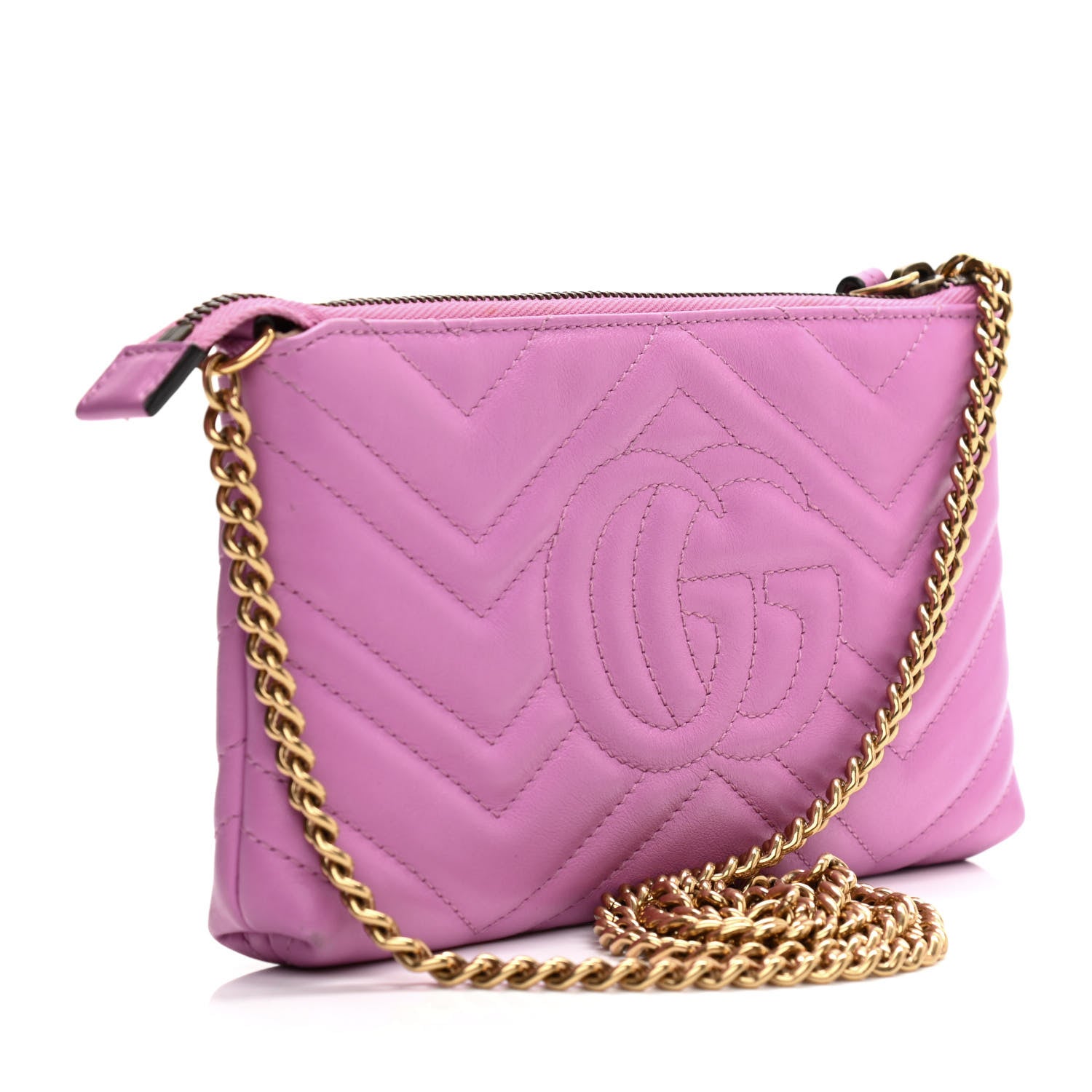 Gucci Calfskin Matelasse Mini GG Marmont Chain Bag Candy Mousse 3 of 11