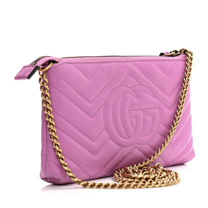 Gucci Calfskin Matelasse Mini GG Marmont Chain Bag Candy Mousse 3 of 11