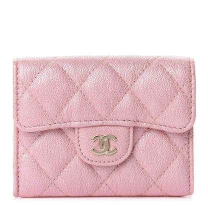 Chanel Iridescent Caviar Flap Quilted Card Holder Wallet Pink 1 of 9