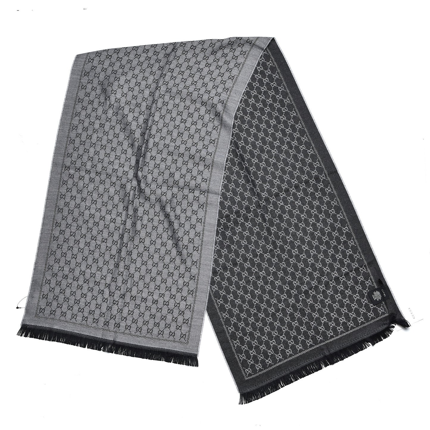 Wool Monogram Fringe Scarf Anthracite