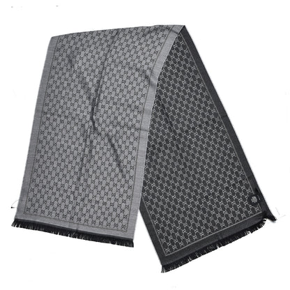 Gucci Wool Monogram Fringe Scarf Anthracite 3 of 5