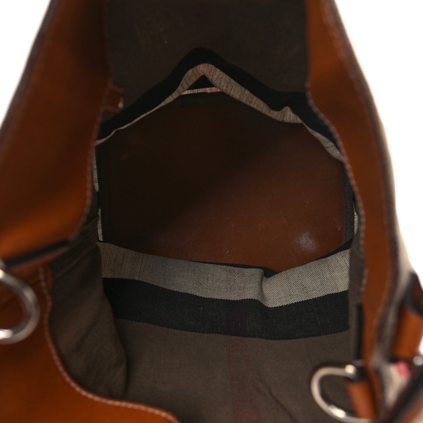 Canvas Mega Check Medium Ashby Bucket Bag Brown