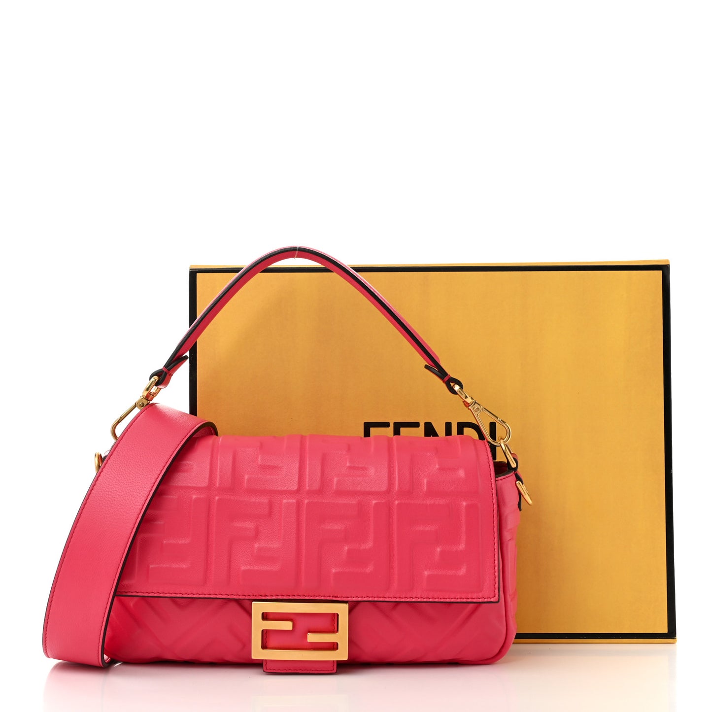 Nappa FF 1974 Embossed Baguette Lampone