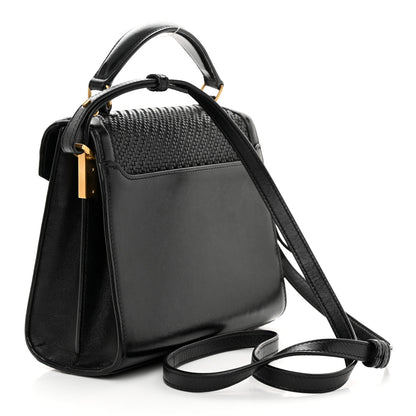 Saint Laurent Calfksin Woven Mini Classic Monogram Cassandra Top Handle Black 3 of 14