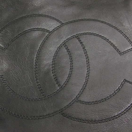 Lambskin Large CC Stitched Tote Black