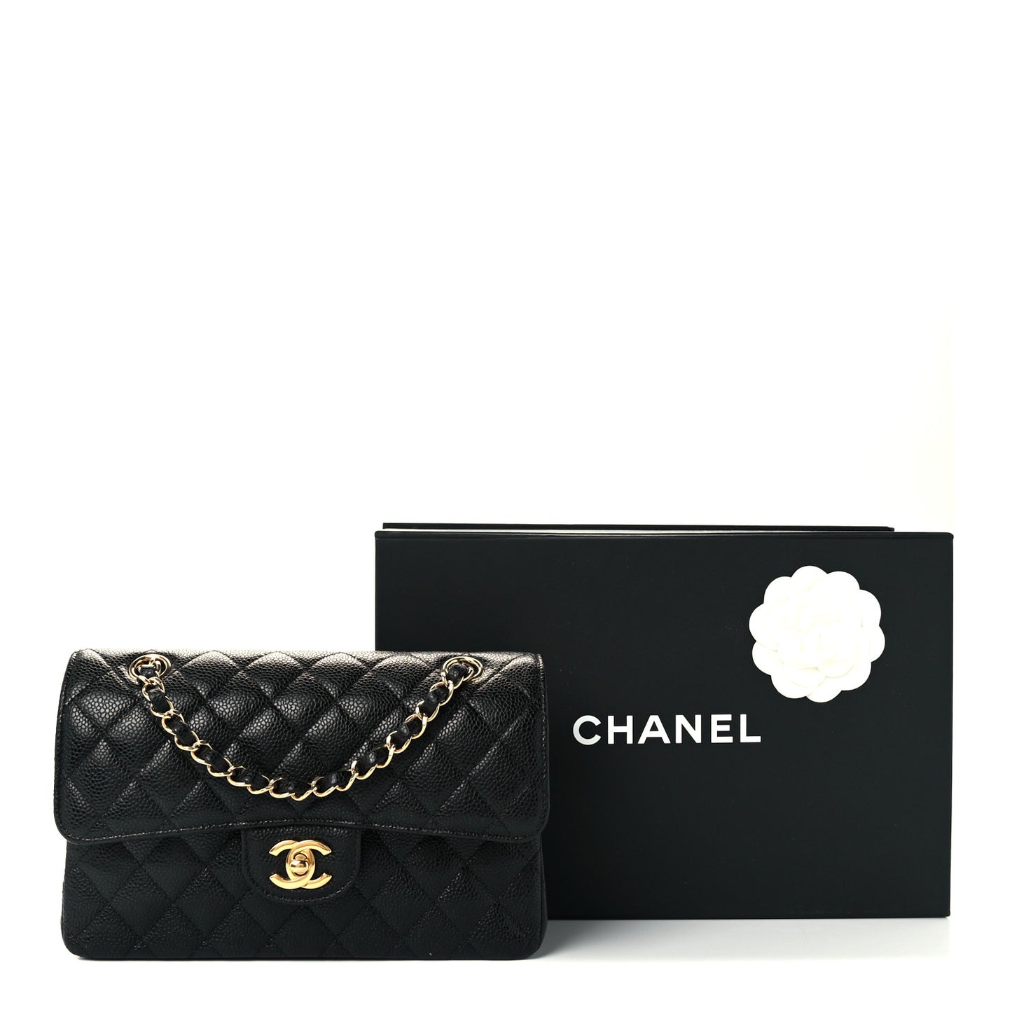 Caviar Quilted Small Double Flap Black
