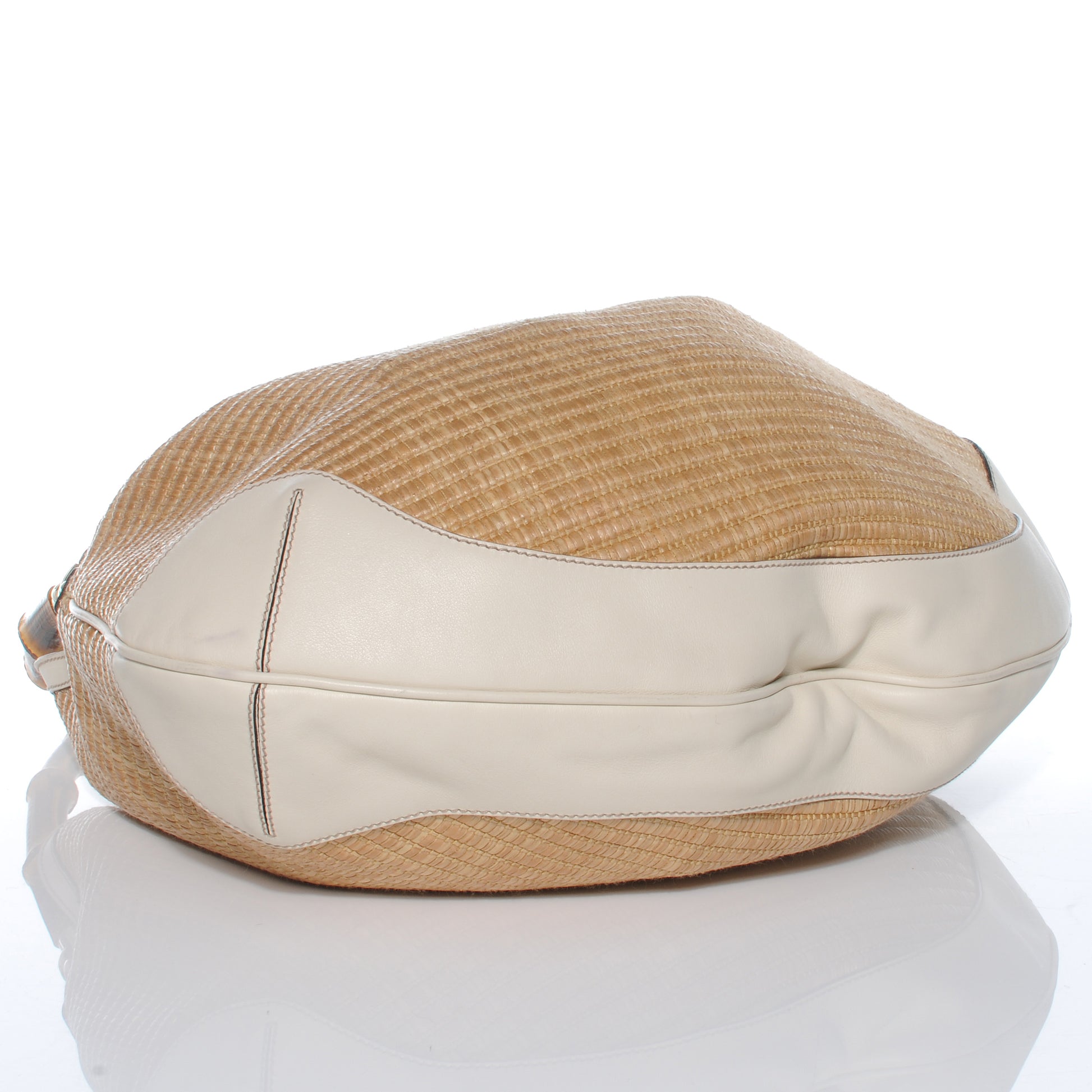 Gucci Straw Peggy Bamboo Handle Hobo 4 of 7