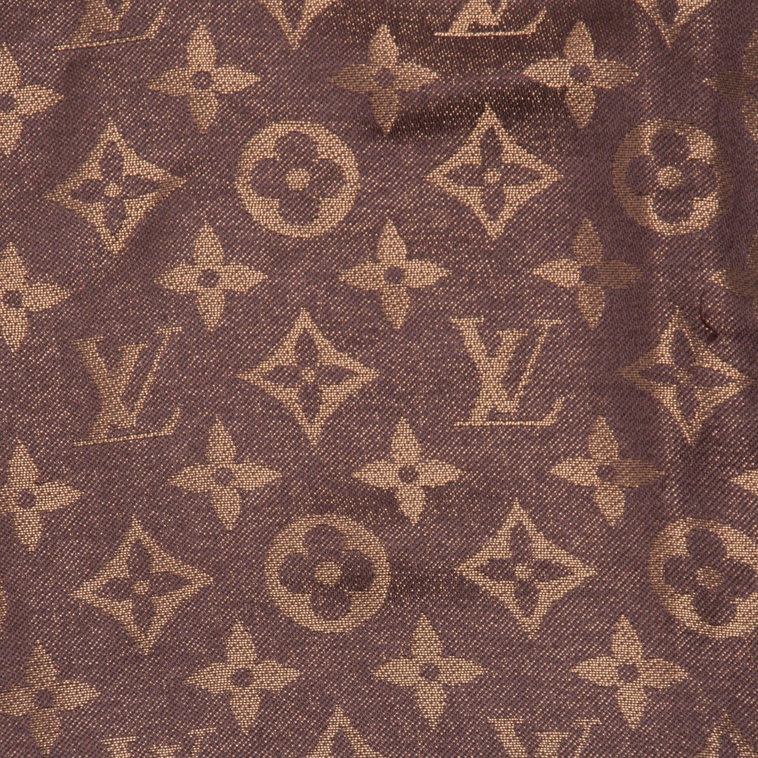 Louis Vuitton Silk Lurex Wool Monogram Shine Shawl Brown 1 of 5