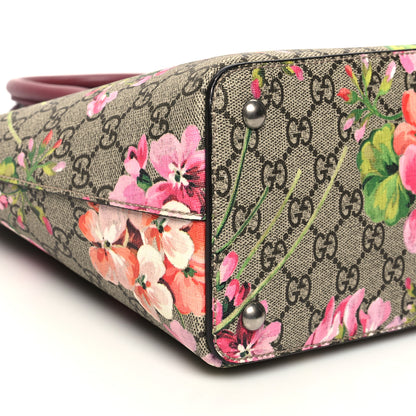 Gucci GG Supreme Monogram Blooms Small Zip Top Tote Beige Multicolor Dry Rose 9 of 10