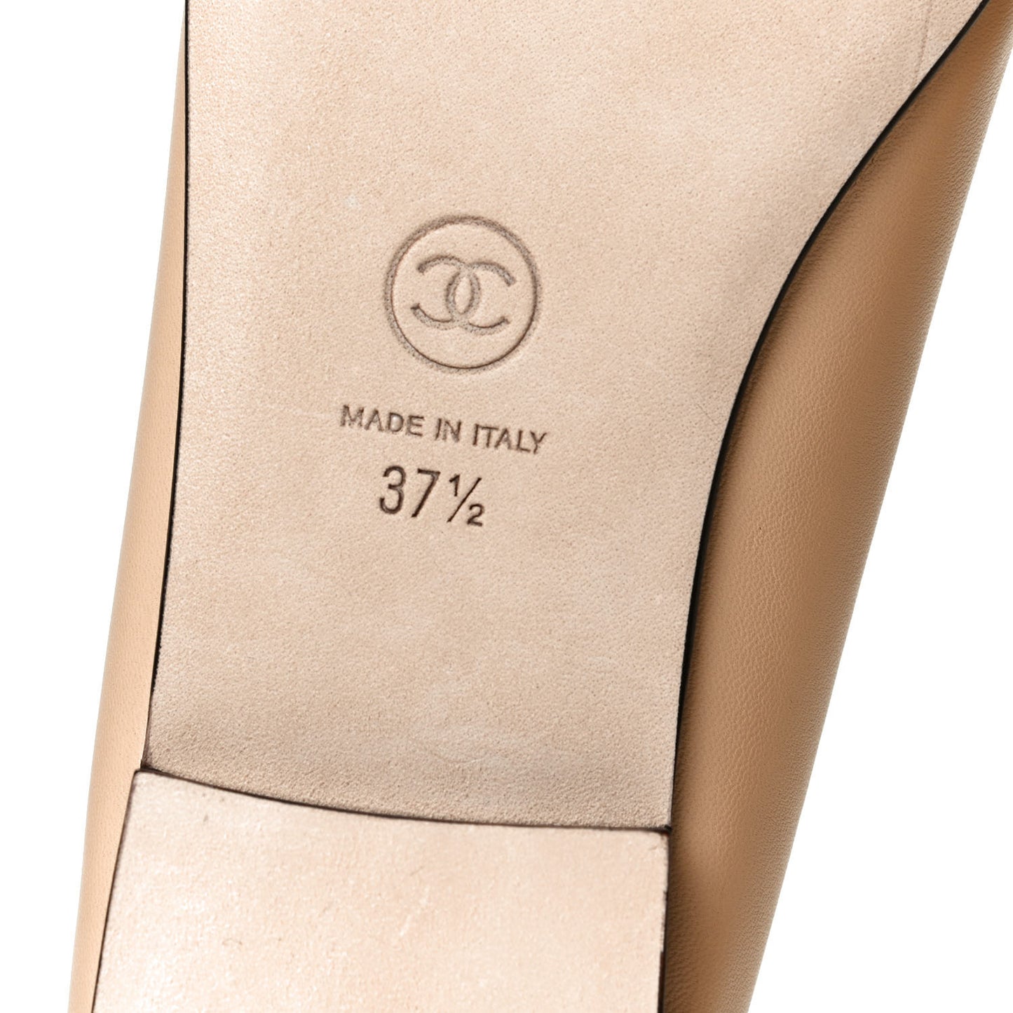 Lambskin Cap Toe CC Ballerina Flats 37.5 Beige Black