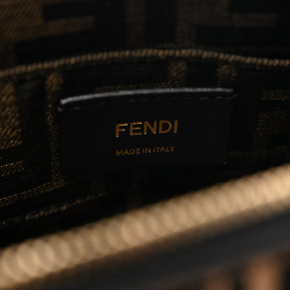 Fendi Raffia Chenille Vitello King Plexiglass Micro FF Mini By The Way Top Handle Boston Bag Naturale Black 7 of 9