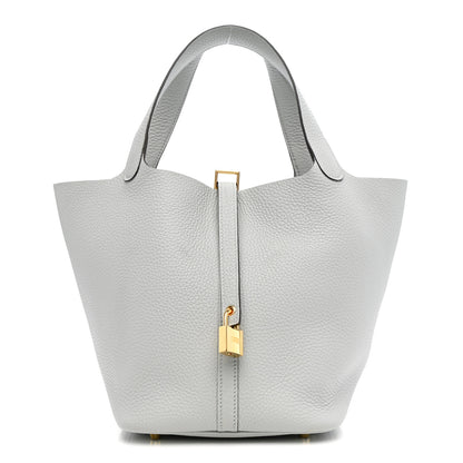Hermes Taurillon Clemence Picotin Lock 22 MM Gris Platine 1 of 13