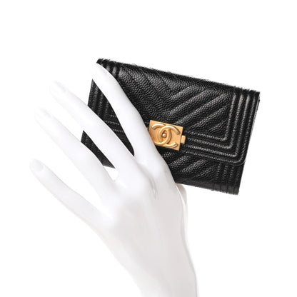 Chanel Caviar Quilted Boy Flap Card Holder Black 2 of 12