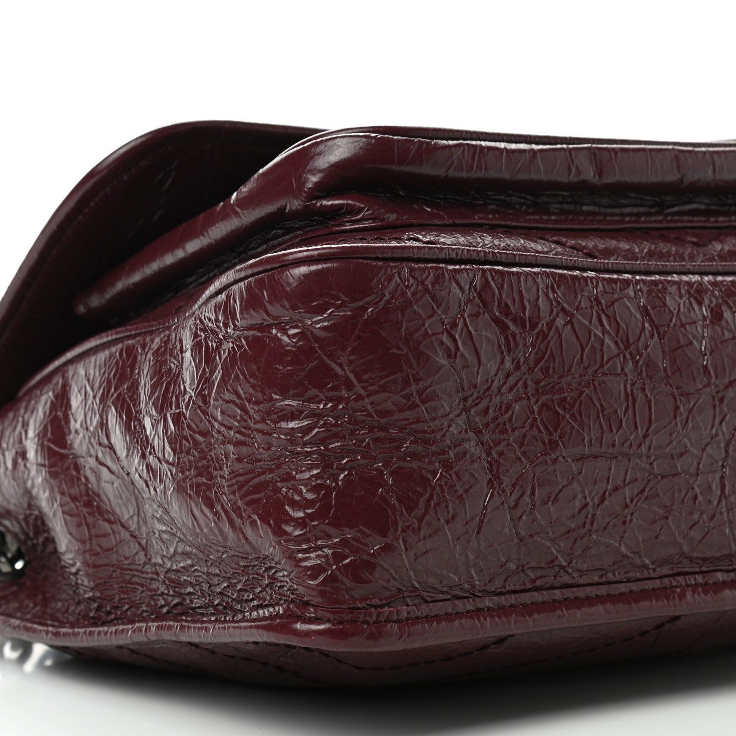 Saint Laurent Crinkled Calfskin Matelasse Monogram Medium Niki Chain Satchel Burgundy 8 of 9