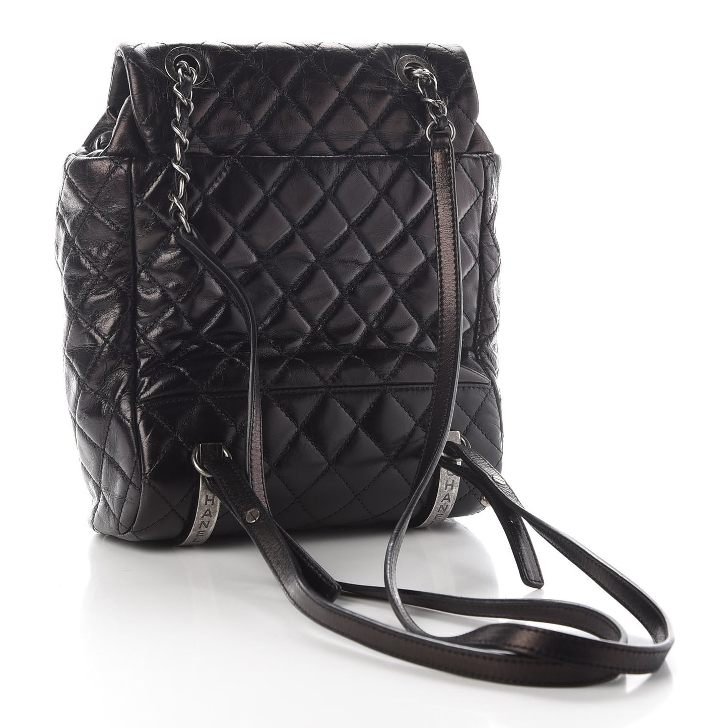 Glazed Calfskin Quilted Small Salzburg Mountain Backpack Black