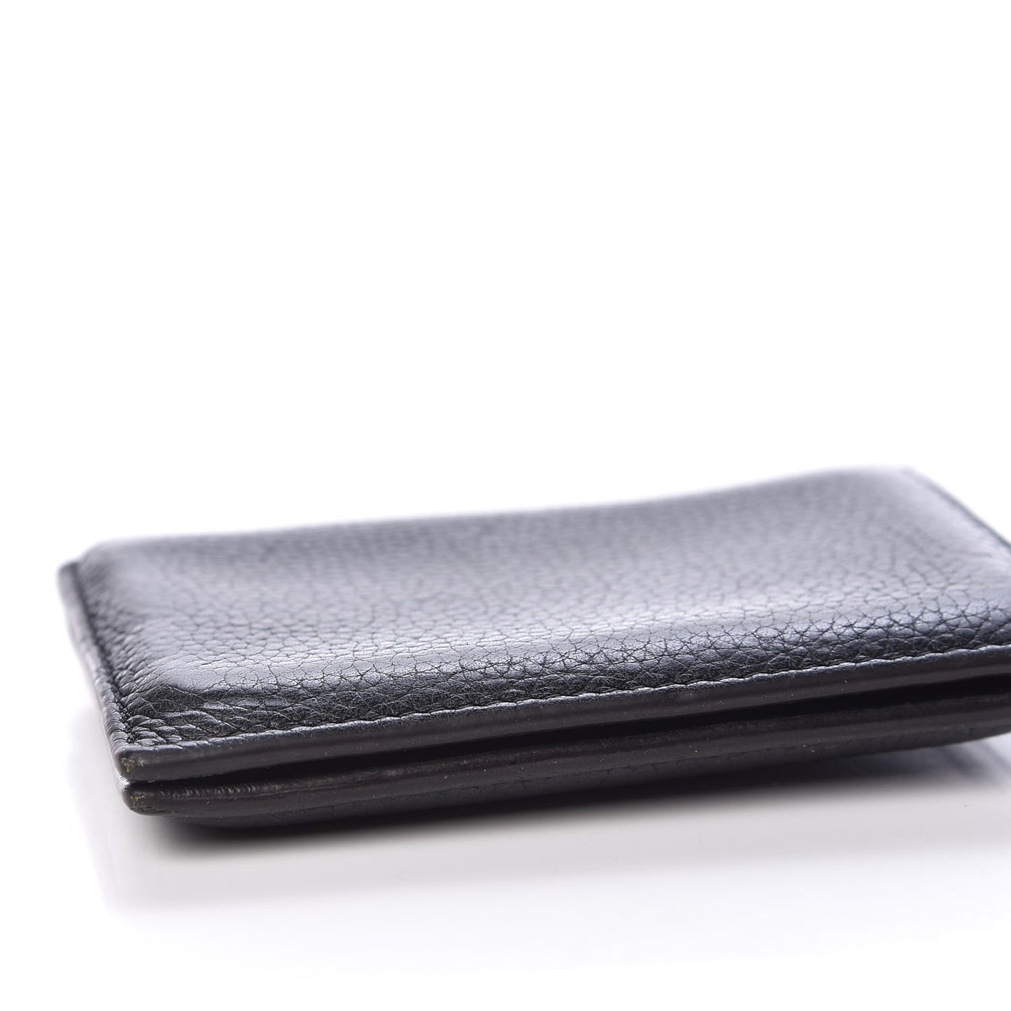 Drummed Calfskin Gusset Card Holder Black