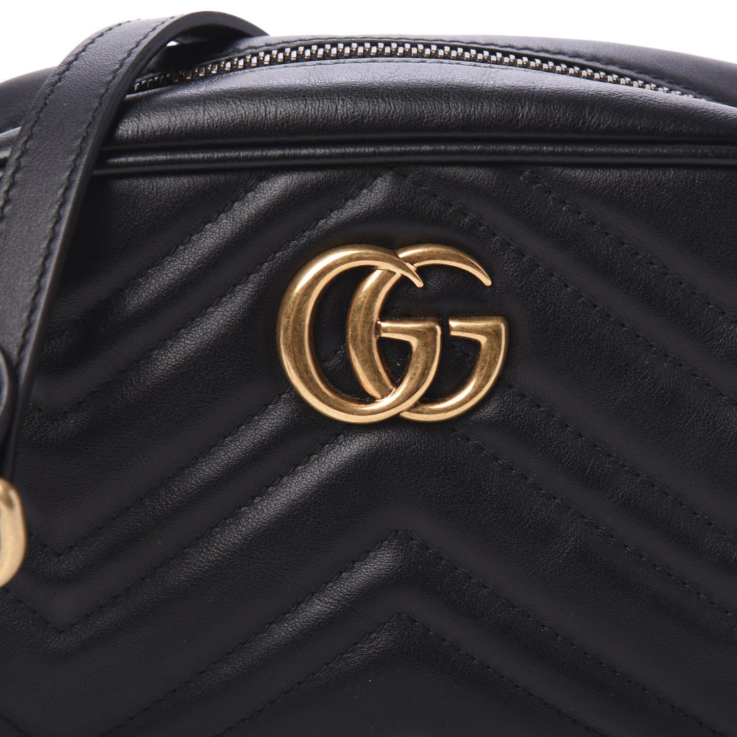 Calfskin Matelasse Mini GG Marmont Chain Shoulder Bag Black