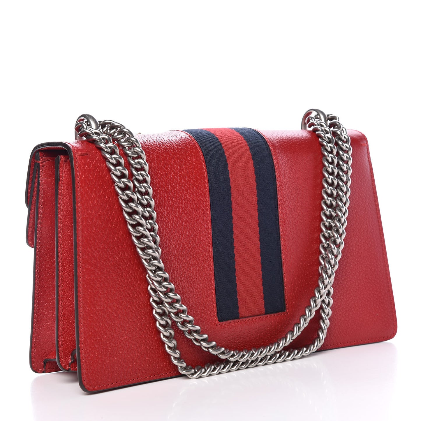 Calfskin Web Floral Embroidered Small Dionysus Shoulder Bag Hibiscus Red