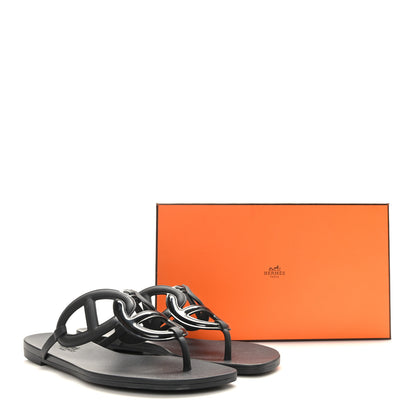 Hermes Rubber Womens Egerie Sandals 41 Black 8 of 8