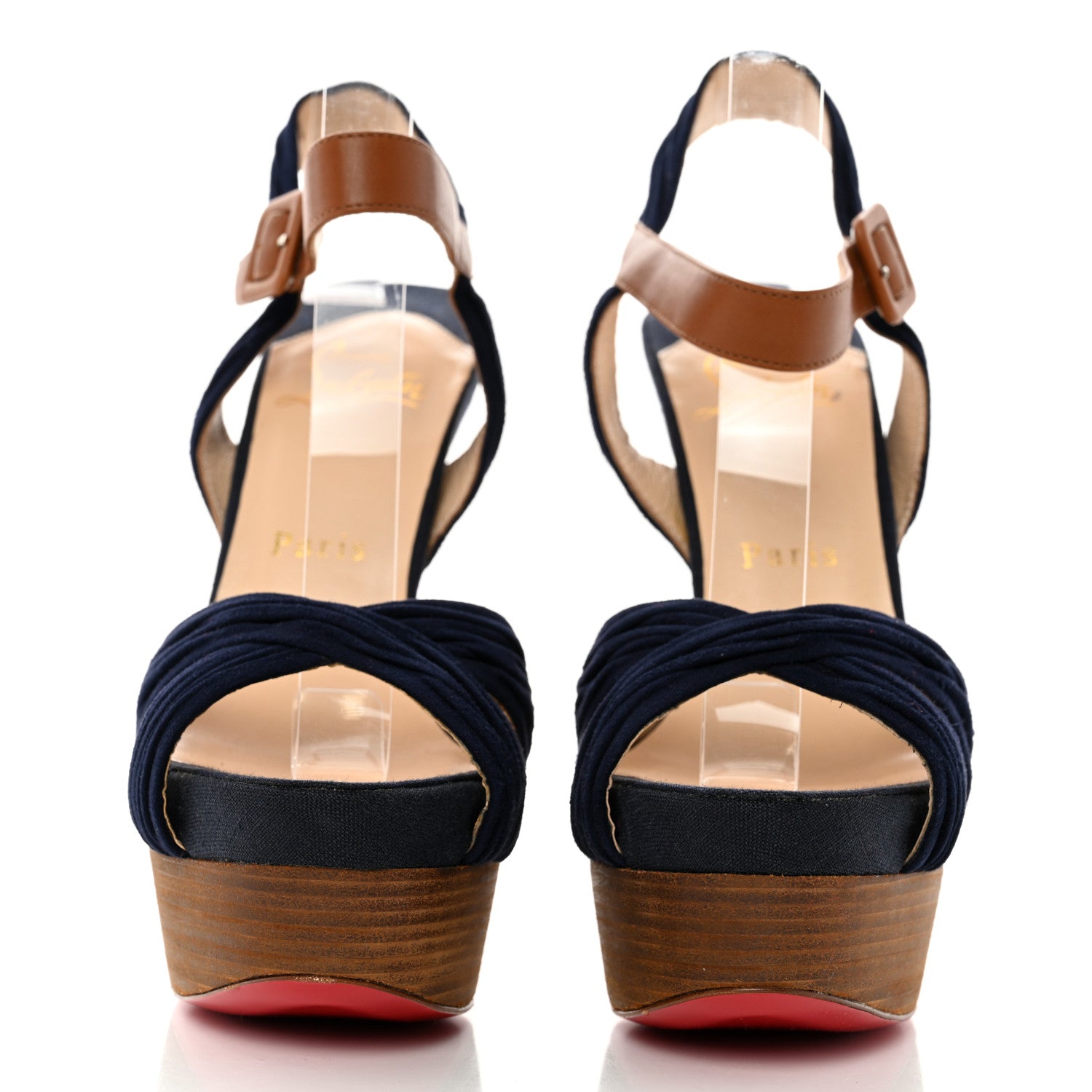 Christian Louboutin Suede Chouquette 160 Platform Sandals 36.5 Navy 2 of 8