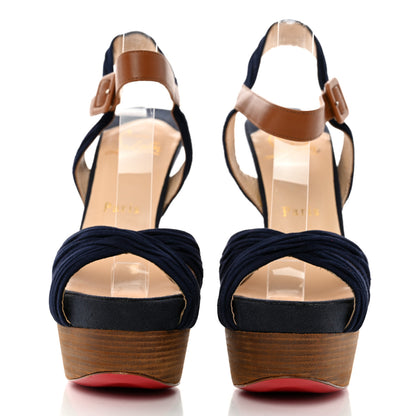 Christian Louboutin Suede Chouquette 160 Platform Sandals 36.5 Navy 2 of 8