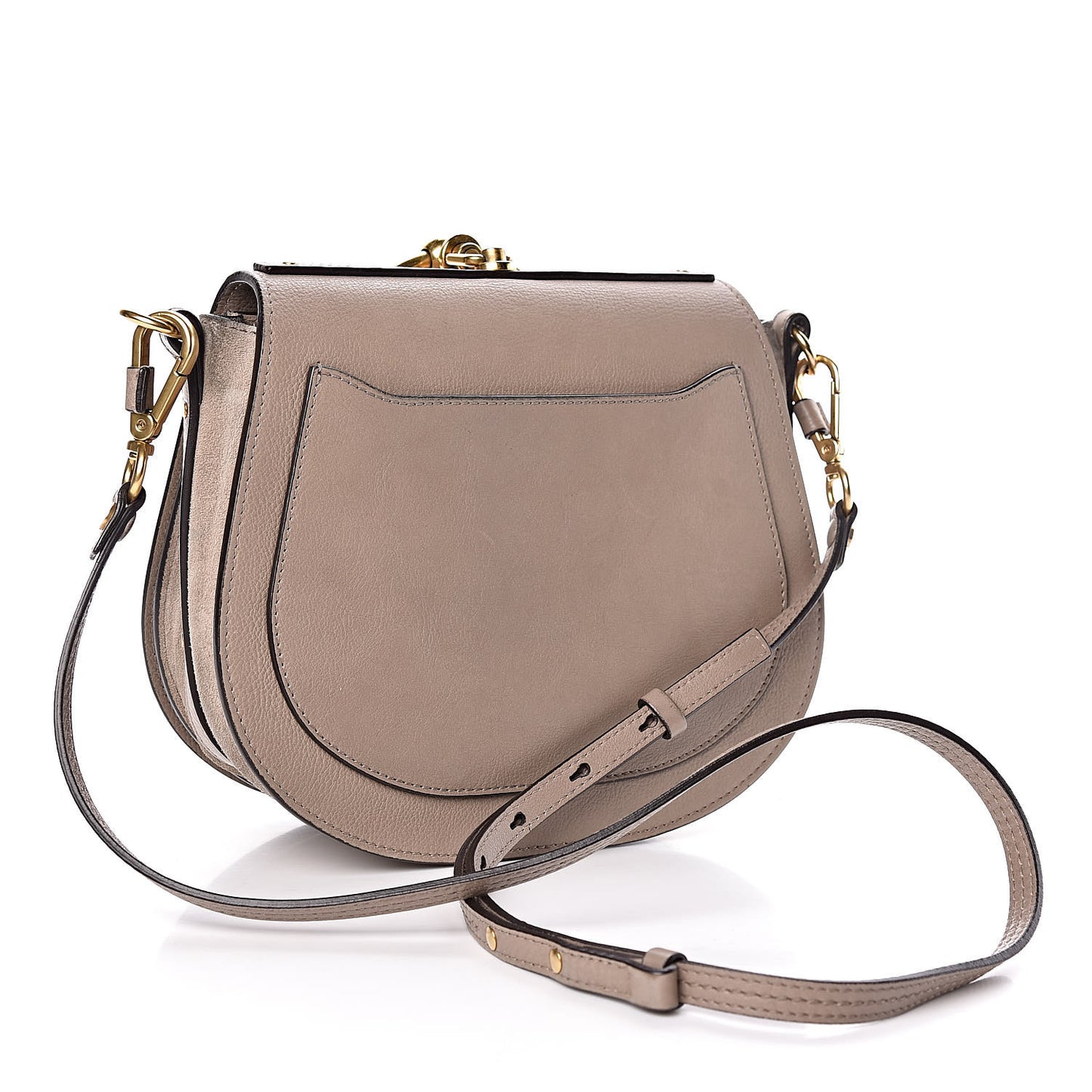 Calfskin Suede Medium Nile Bracelet Bag Motty Grey