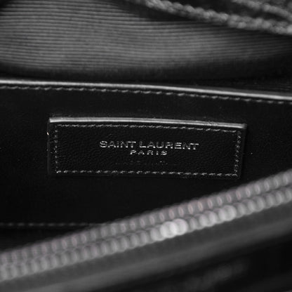 Saint Laurent Calfskin Crocodile Embossed Monogram Large College Satchel Black 7 of 8