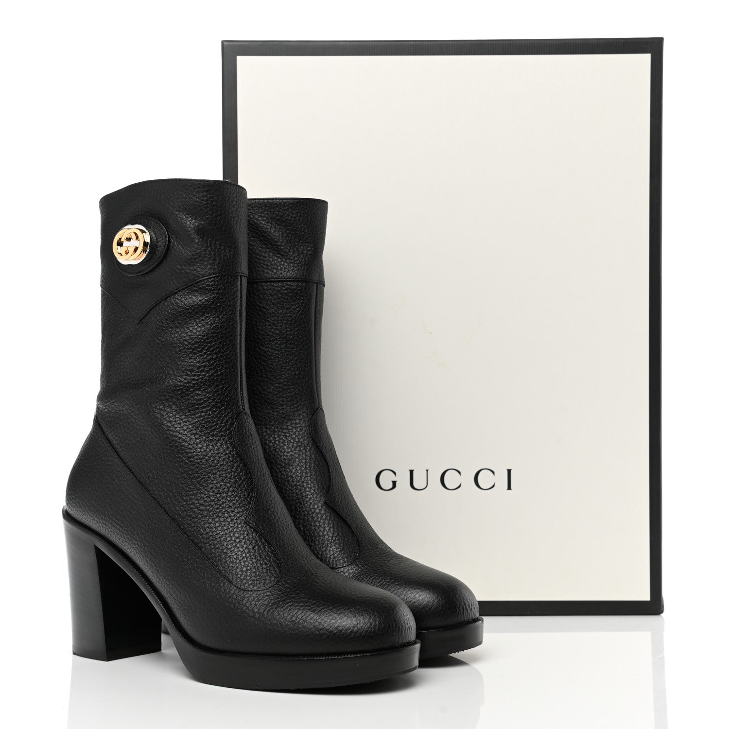 Gucci Austin Calfskin Interlocking G Ankle Boots 39.5 Black 10 of 10