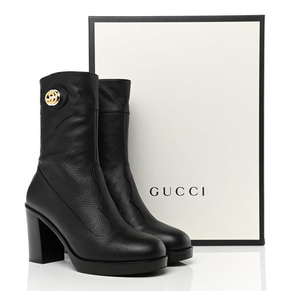 Gucci Austin Calfskin Interlocking G Ankle Boots 39.5 Black 10 of 10