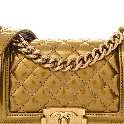 Chanel Metallic Patent Calfskin Quilted Small Boy Flap Gold 8 of 11