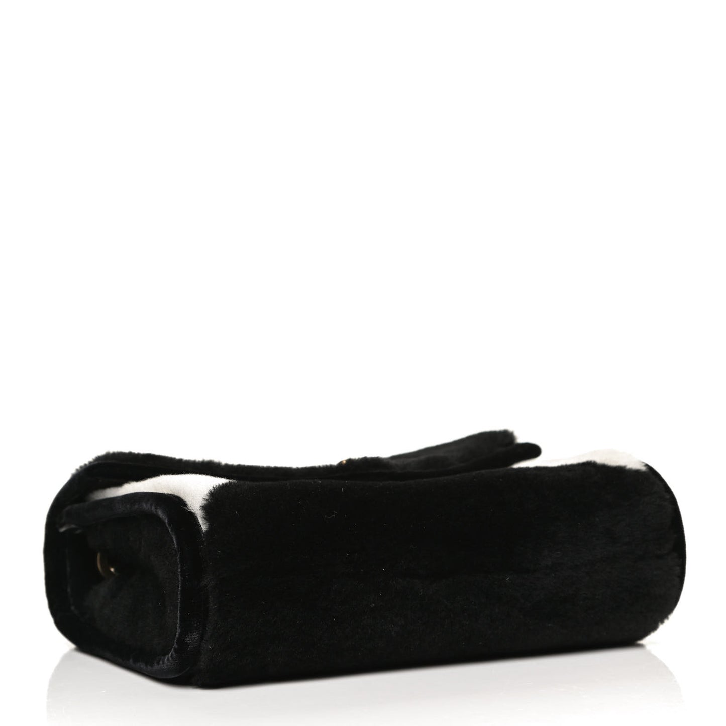 Shearling Checkered Flap Bag Black White