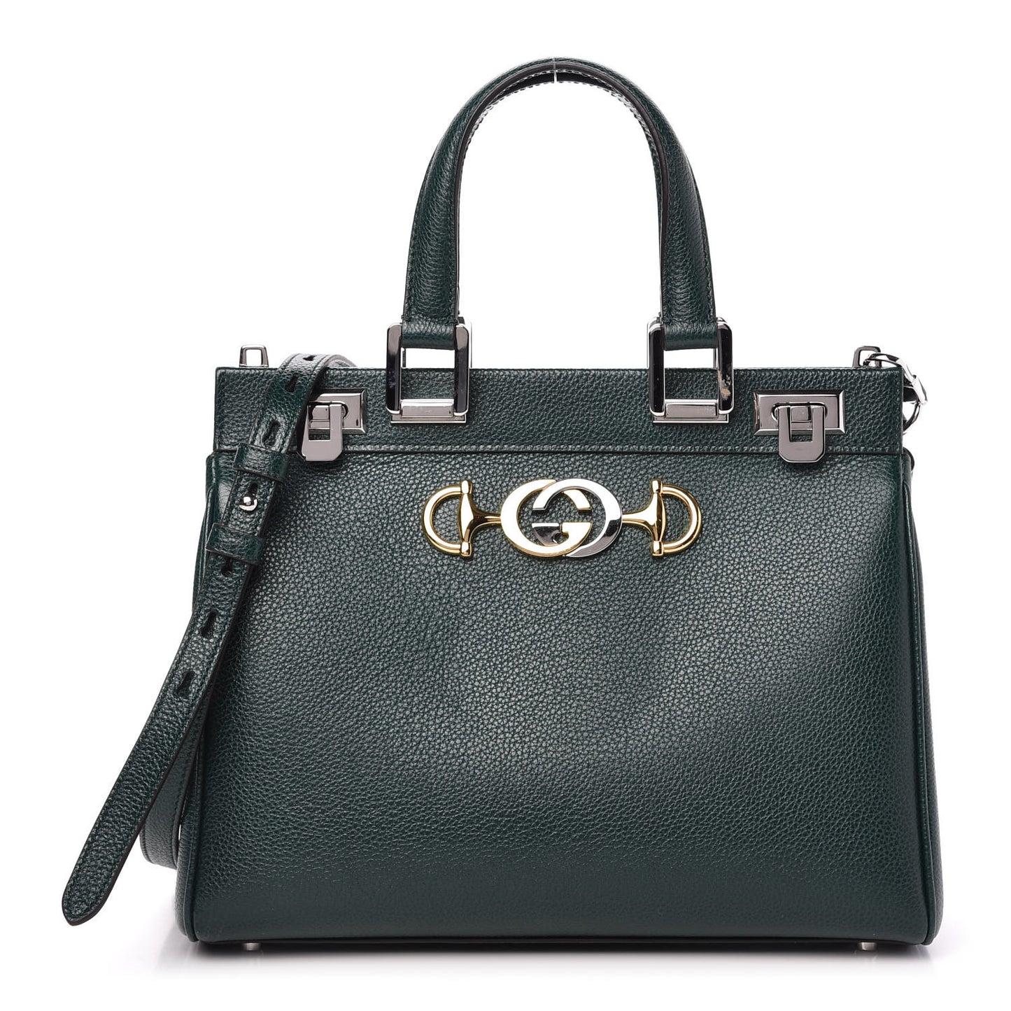 Grainy Calfskin Small Zumi Top Handle Bag Vintage Green
