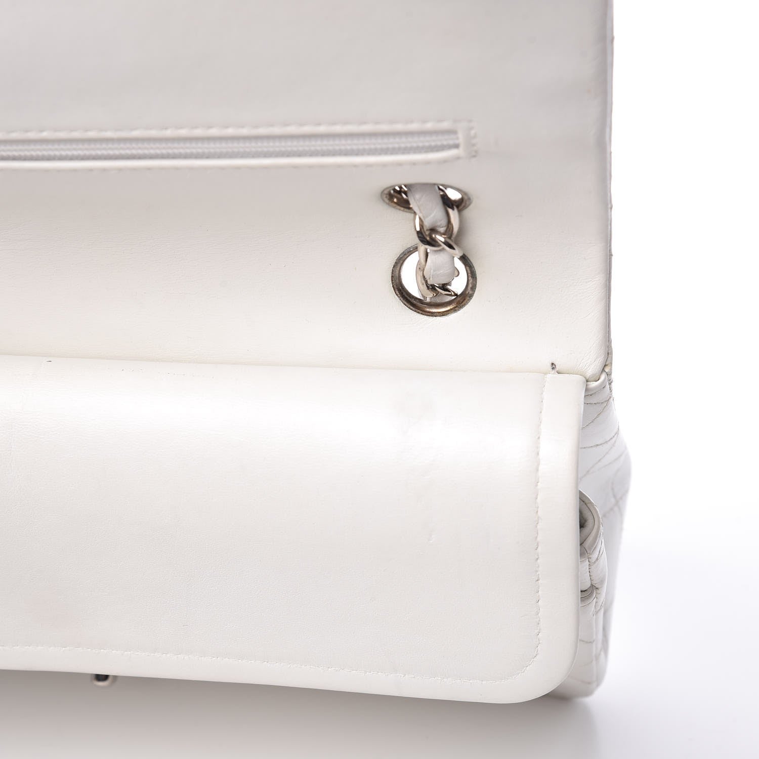 Chanel Lambskin Quilted Medium Double Flap White 16 of 16