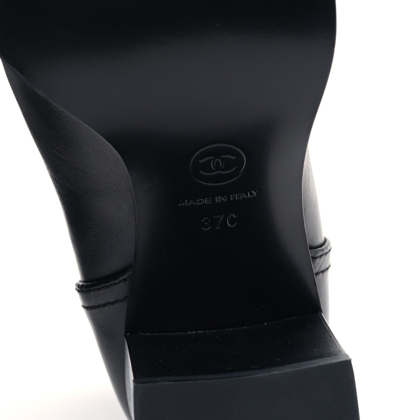 Calfskin Knit CC Short Boots 37 Black